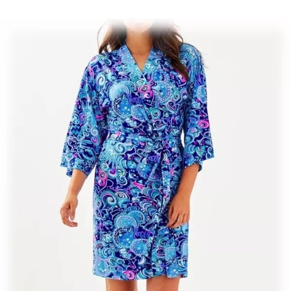 NWT LILLY PULITZER LINA ROBE & RUFFLE TOP SET LAPIS LAZULI COSMIC KISMET - Picture 4 of 5